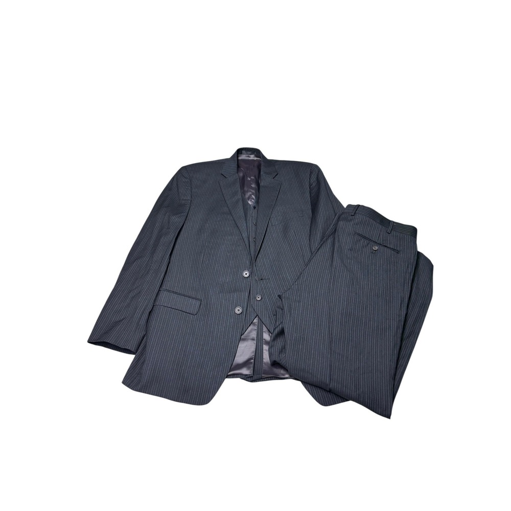 Lauren Ralph Lauren Mens 42L 3 Piece Suit Wool Charcoal black Blazer W36 L31